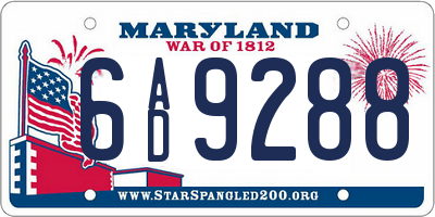 MD license plate 6AD9288