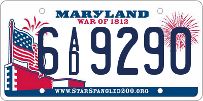 MD license plate 6AD9290