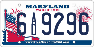 MD license plate 6AD9296