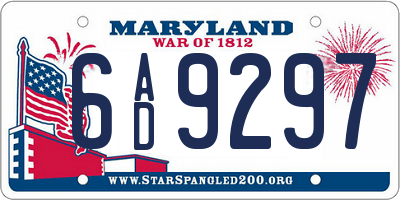 MD license plate 6AD9297