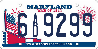 MD license plate 6AD9299