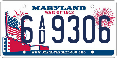 MD license plate 6AD9306