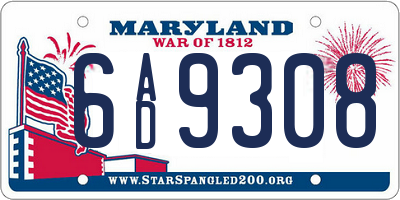 MD license plate 6AD9308