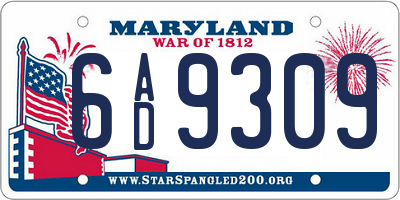 MD license plate 6AD9309