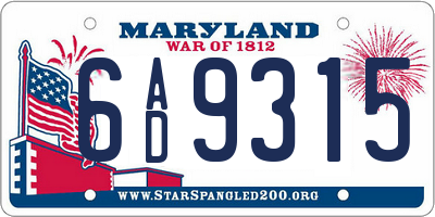 MD license plate 6AD9315