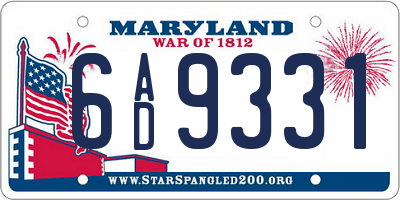 MD license plate 6AD9331