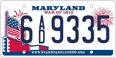 MD license plate 6AD9335