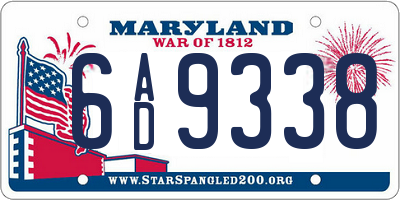 MD license plate 6AD9338