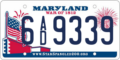 MD license plate 6AD9339