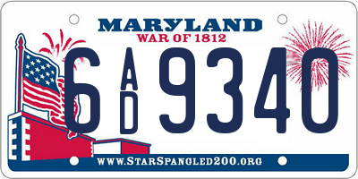MD license plate 6AD9340