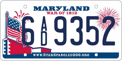 MD license plate 6AD9352