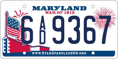 MD license plate 6AD9367