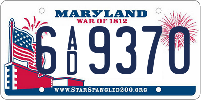 MD license plate 6AD9370