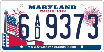 MD license plate 6AD9373
