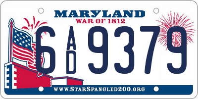 MD license plate 6AD9379
