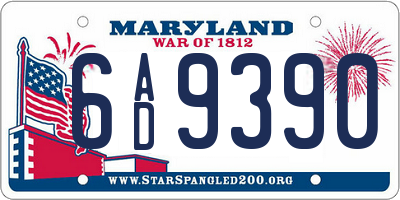 MD license plate 6AD9390
