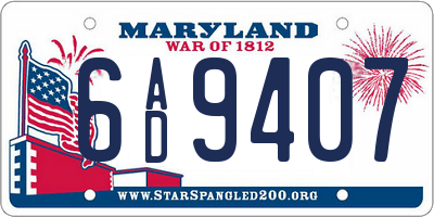 MD license plate 6AD9407