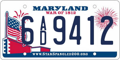 MD license plate 6AD9412