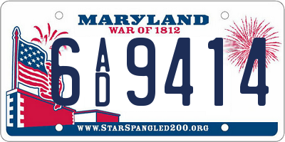 MD license plate 6AD9414
