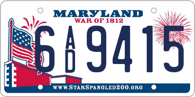 MD license plate 6AD9415