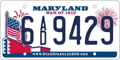 MD license plate 6AD9429