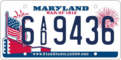 MD license plate 6AD9436
