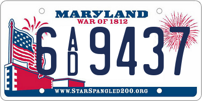 MD license plate 6AD9437