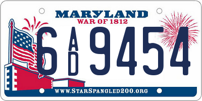 MD license plate 6AD9454
