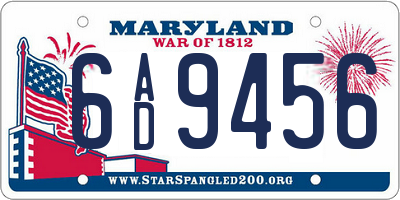 MD license plate 6AD9456