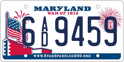 MD license plate 6AD9459