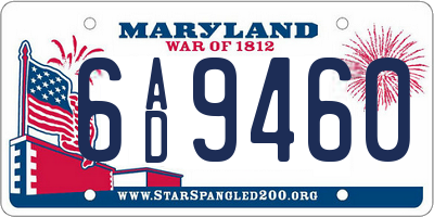 MD license plate 6AD9460