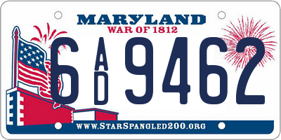 MD license plate 6AD9462