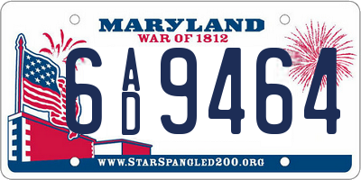 MD license plate 6AD9464
