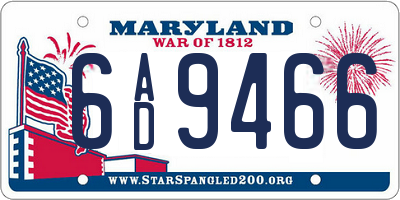 MD license plate 6AD9466
