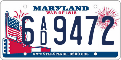 MD license plate 6AD9472