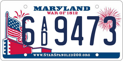 MD license plate 6AD9473