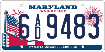MD license plate 6AD9483