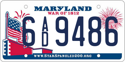 MD license plate 6AD9486