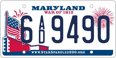 MD license plate 6AD9490