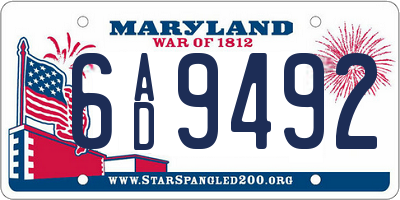MD license plate 6AD9492