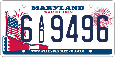 MD license plate 6AD9496