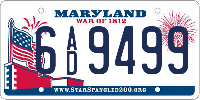 MD license plate 6AD9499