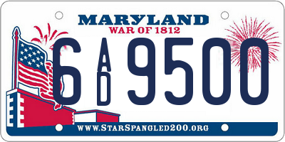 MD license plate 6AD9500