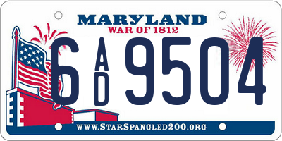 MD license plate 6AD9504