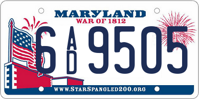 MD license plate 6AD9505