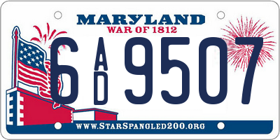 MD license plate 6AD9507