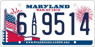 MD license plate 6AD9514