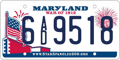 MD license plate 6AD9518