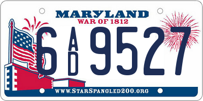 MD license plate 6AD9527
