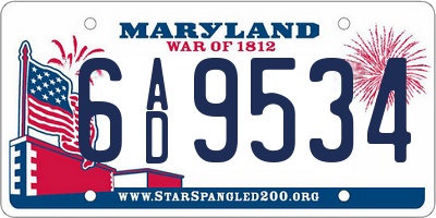 MD license plate 6AD9534
